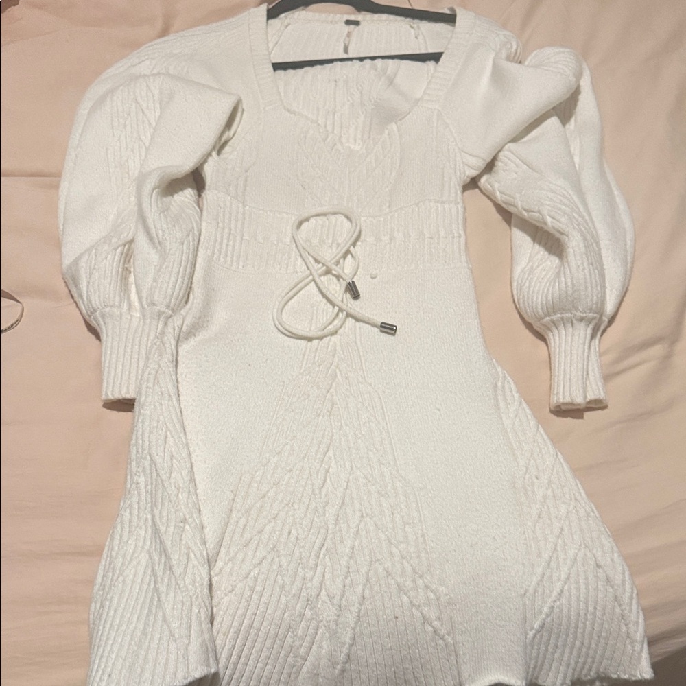 Free People Ivory Cable Knit Dress
